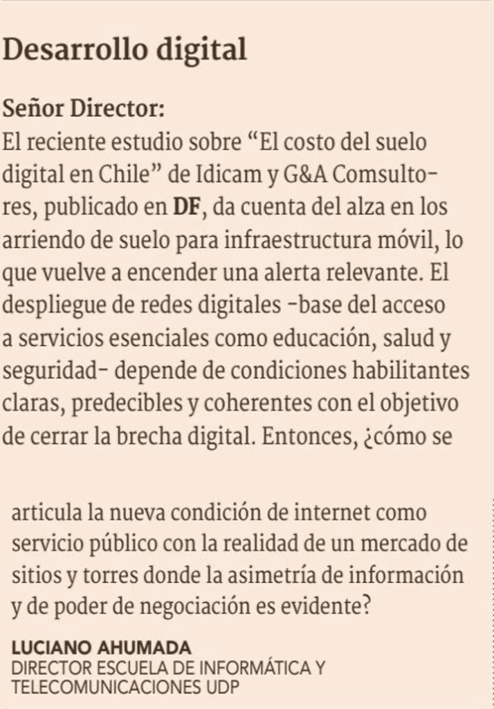 IDICAM alerta sobre el impacto del alza en el costo del suelo digital para el despliegue de infraestructura móvil en Chile